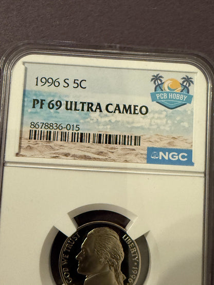 1996-S Jefferson Nickel PF69 Ultra Cameo NGC Proof 5C Certified