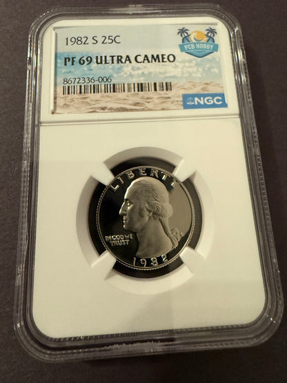 1982-S Washington Quarter PF69 Ultra Cameo NGC Proof 25C Certified