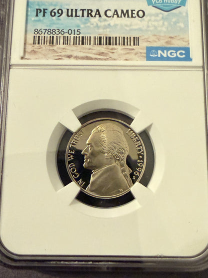 1996-S Jefferson Nickel PF69 Ultra Cameo NGC Proof 5C Certified