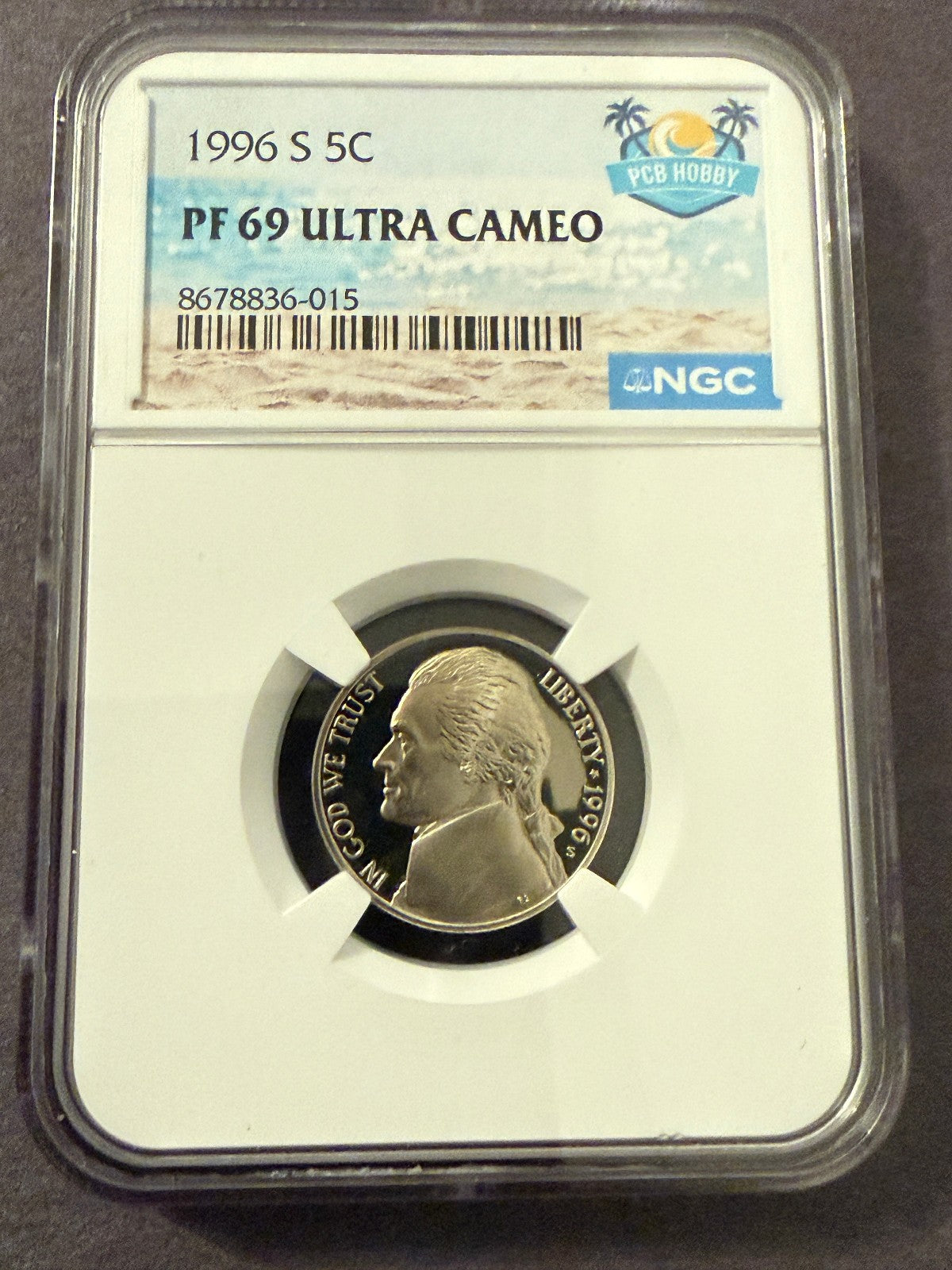 1996-S Jefferson Nickel PF69 Ultra Cameo NGC Proof 5C Certified