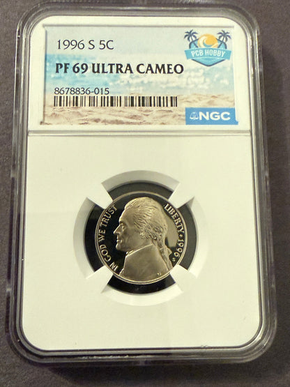 1996-S Jefferson Nickel PF69 Ultra Cameo NGC Proof 5C Certified
