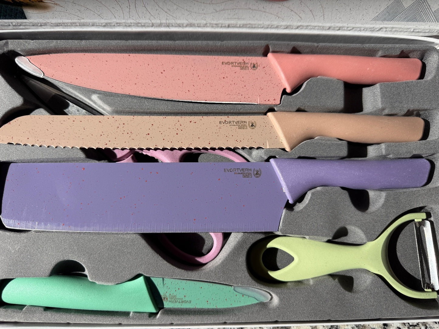 EVDRTVERH 6 Piece Corrugated Kitchen Knife Set Nonstick Stainless Steel
