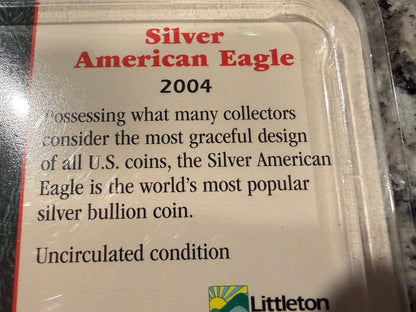 2004 American Silver Eagle 1 oz .999 Fine Silver $1 BU Uncirculated Coin