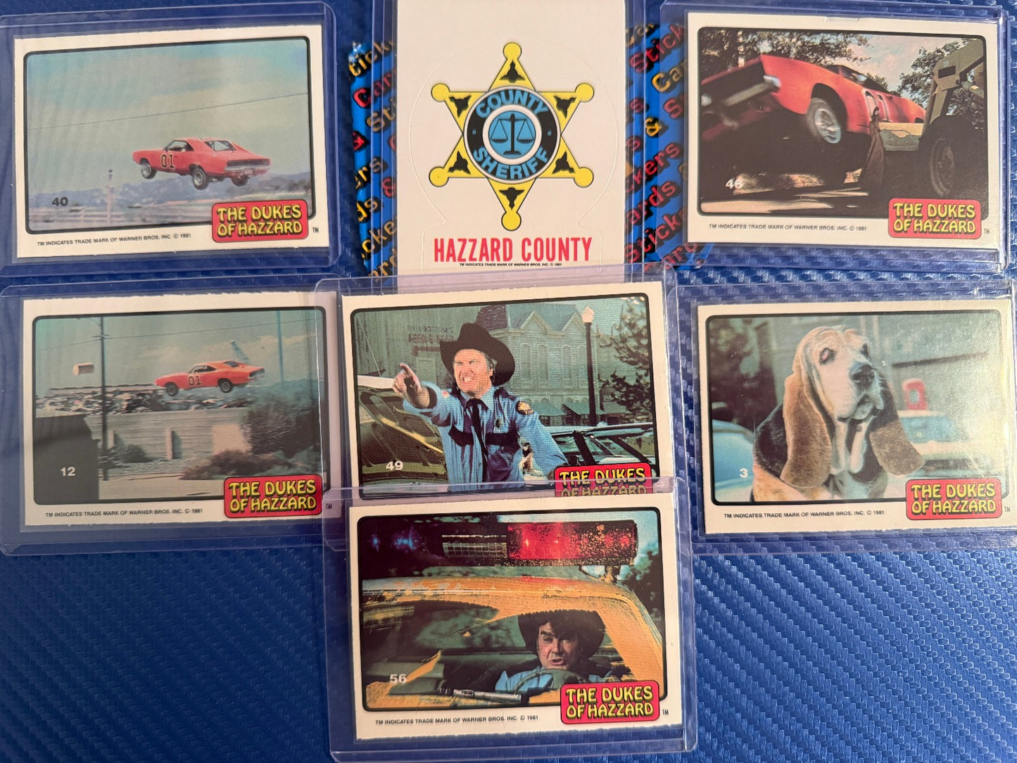 1981 Dukes of Hazzard Trading Cards Lot 7 Card Set w Sheriff Sticker