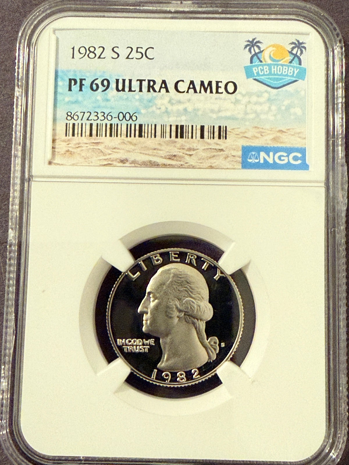 1982-S Washington Quarter PF69 Ultra Cameo NGC Proof 25C Certified