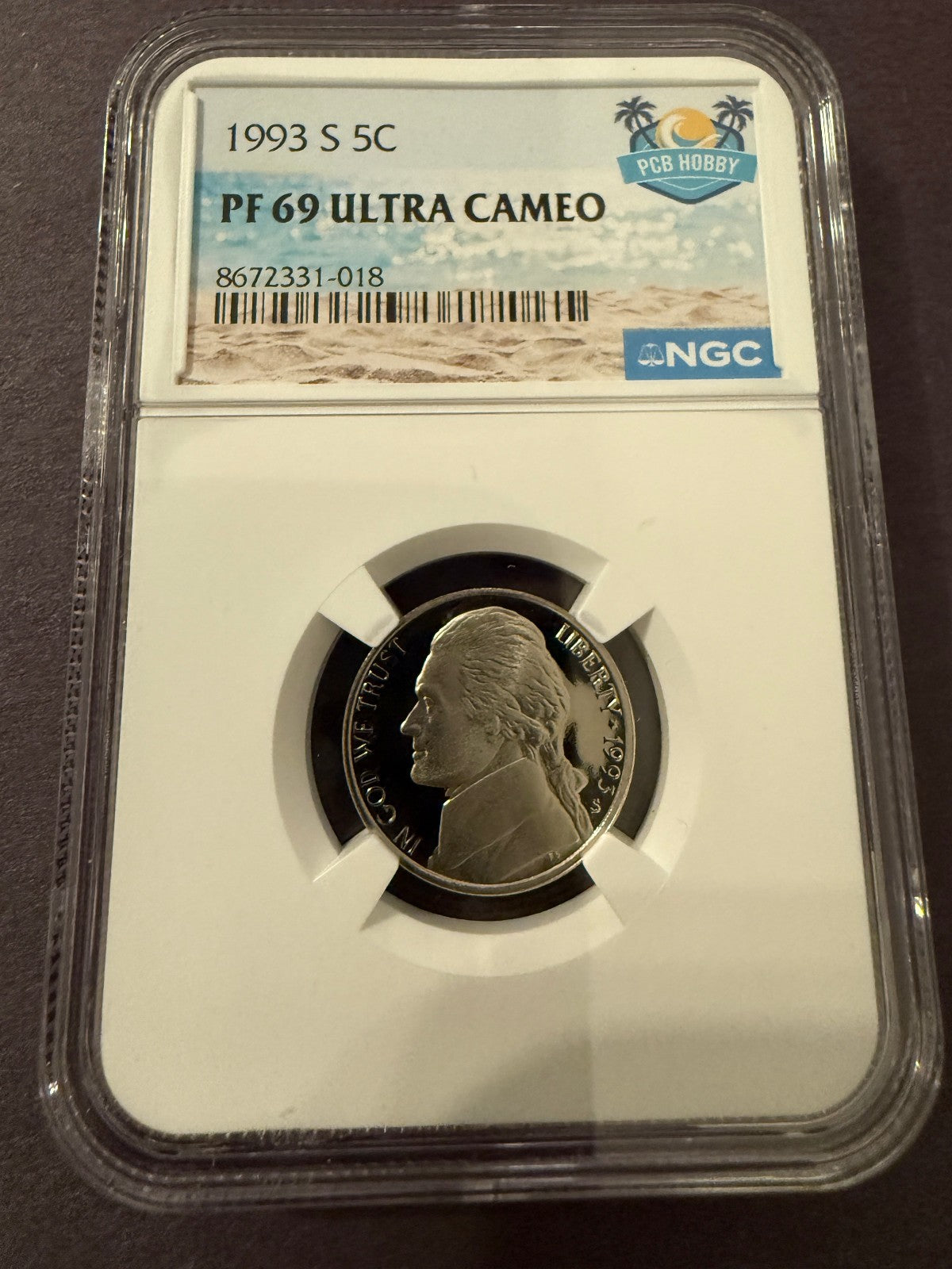 1993-S Jefferson Nickel PF69 Ultra Cameo NGC Proof 5C Certified Coin