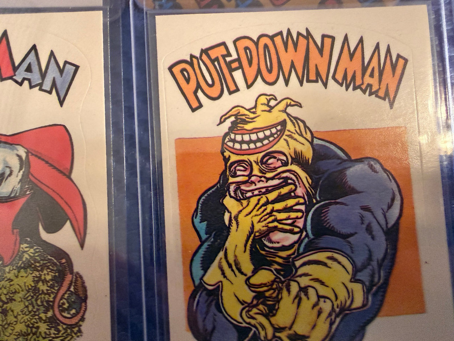 Vintage Superhero Parody Sticker Cards Lot 8 Card Set Lard Lady Collectible