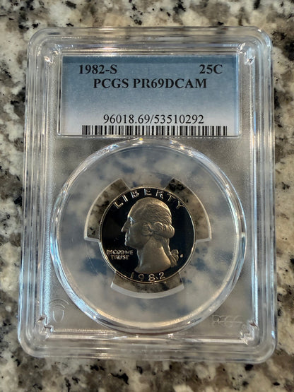 1982 S Washington Quarter PCGS PR69 DCAM Proof Deep Cameo US Coin