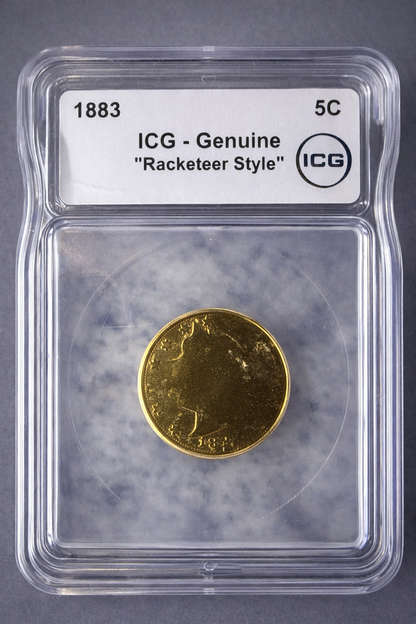 1883 Liberty Head V Nickel ICG Genuine Racketeer Gold Tone Coin
