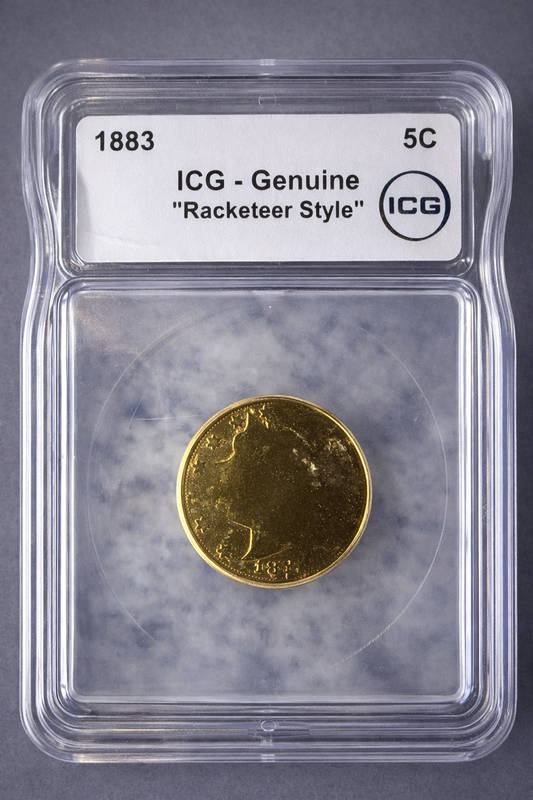 1883 Liberty Head V Nickel ICG Genuine Racketeer Gold Tone Coin