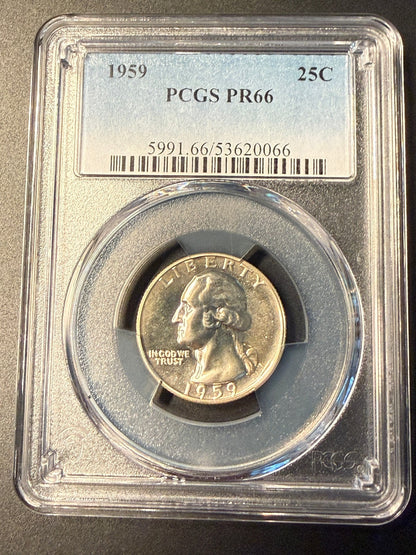 1959 Washington Quarter PCGS PR66 Proof 90% Silver 25C Certified Coin