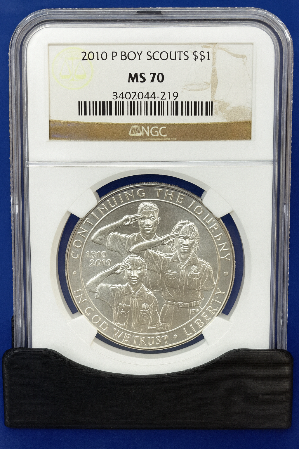 2010-P Boy Scouts Silver Dollar NGC MS70 Perfect Grade Commemorative