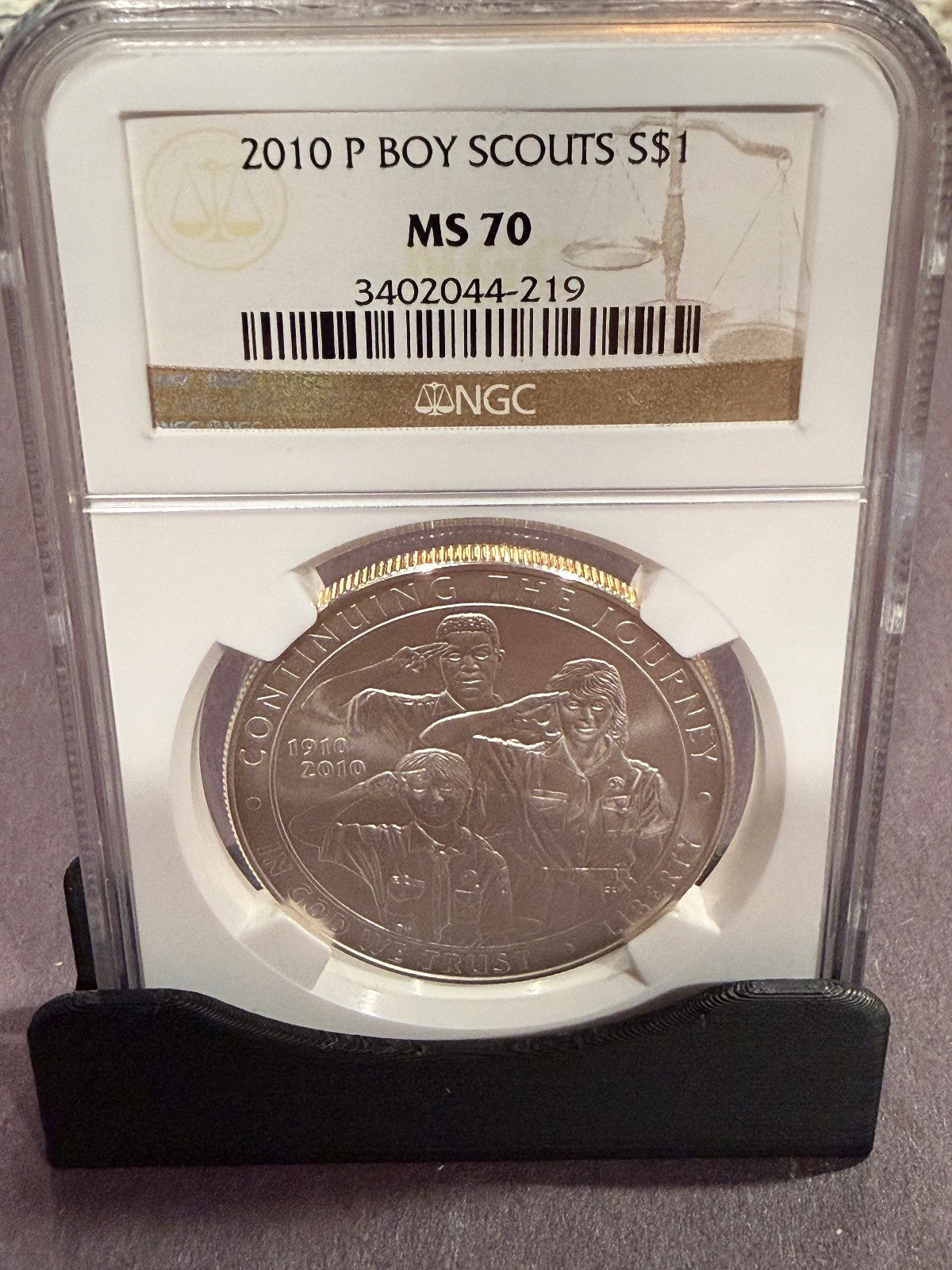 2010-P Boy Scouts Silver Dollar NGC MS70 Perfect Grade Commemorative