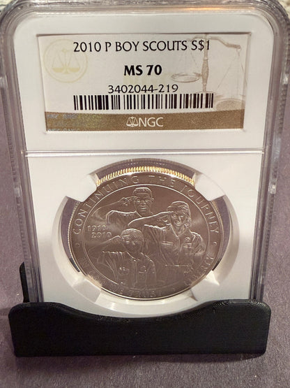 2010-P Boy Scouts Silver Dollar NGC MS70 Perfect Grade Commemorative