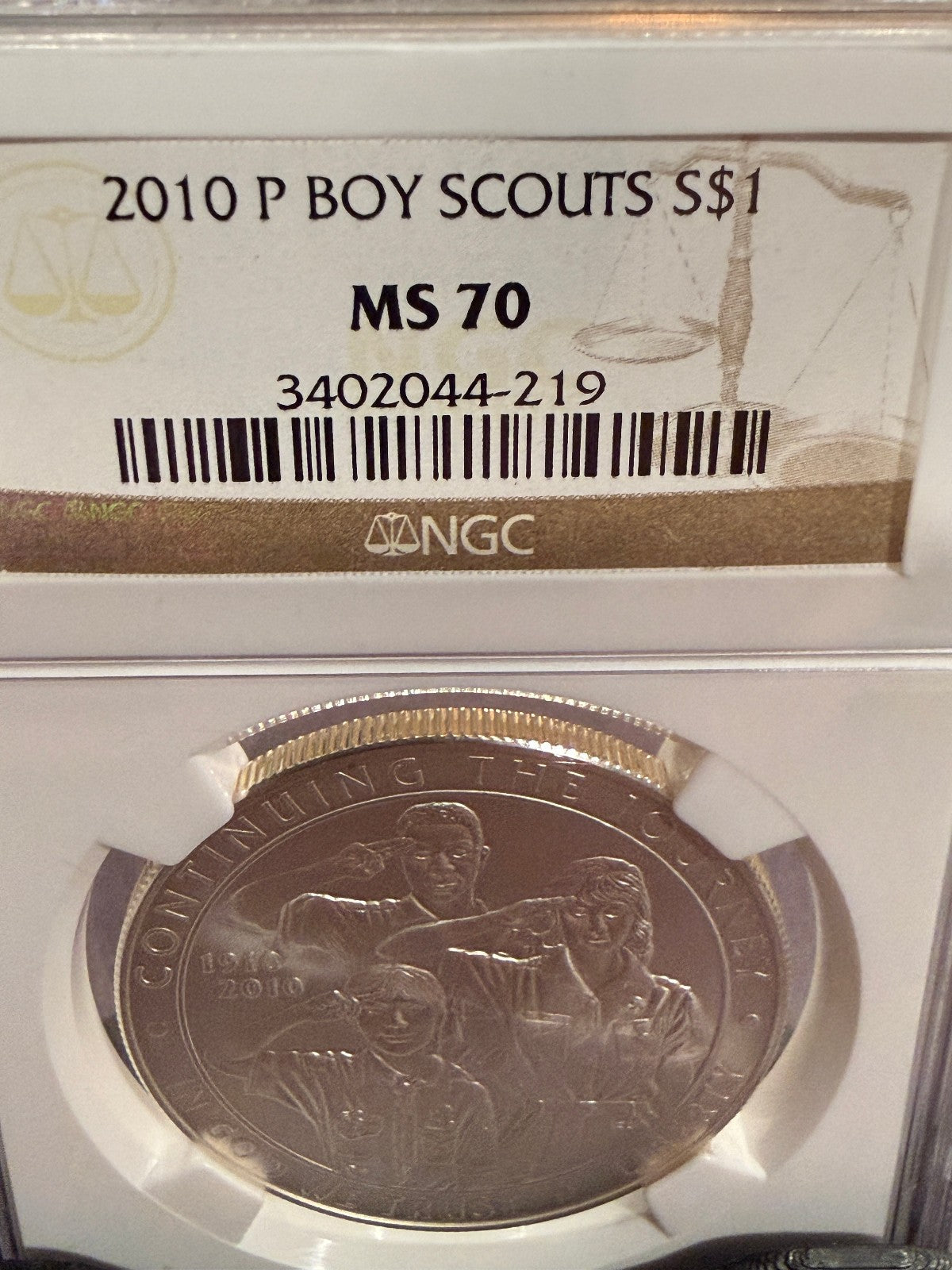2010-P Boy Scouts Silver Dollar NGC MS70 Perfect Grade Commemorative