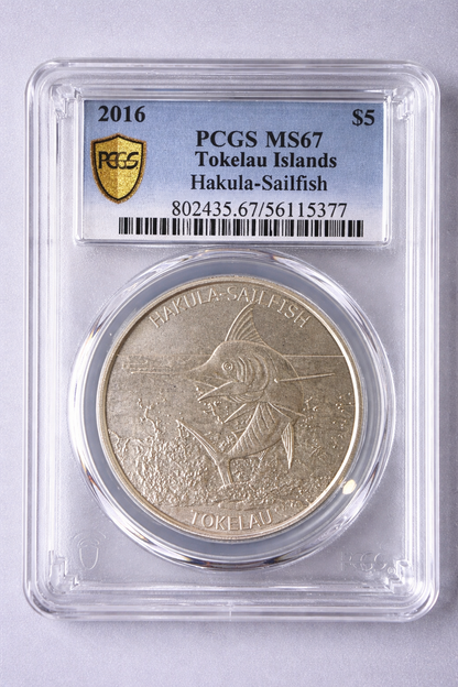 2016 Tokelau Hakula Sailfish 1 oz .999 Silver Coin PCGS MS67