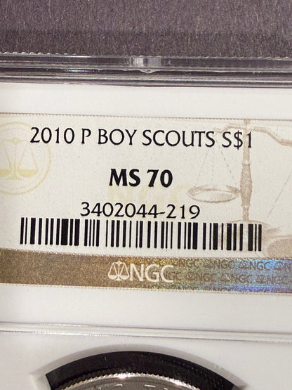2010-P Boy Scouts Silver Dollar NGC MS70 Perfect Grade Commemorative