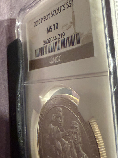 2010-P Boy Scouts Silver Dollar NGC MS70 Perfect Grade Commemorative