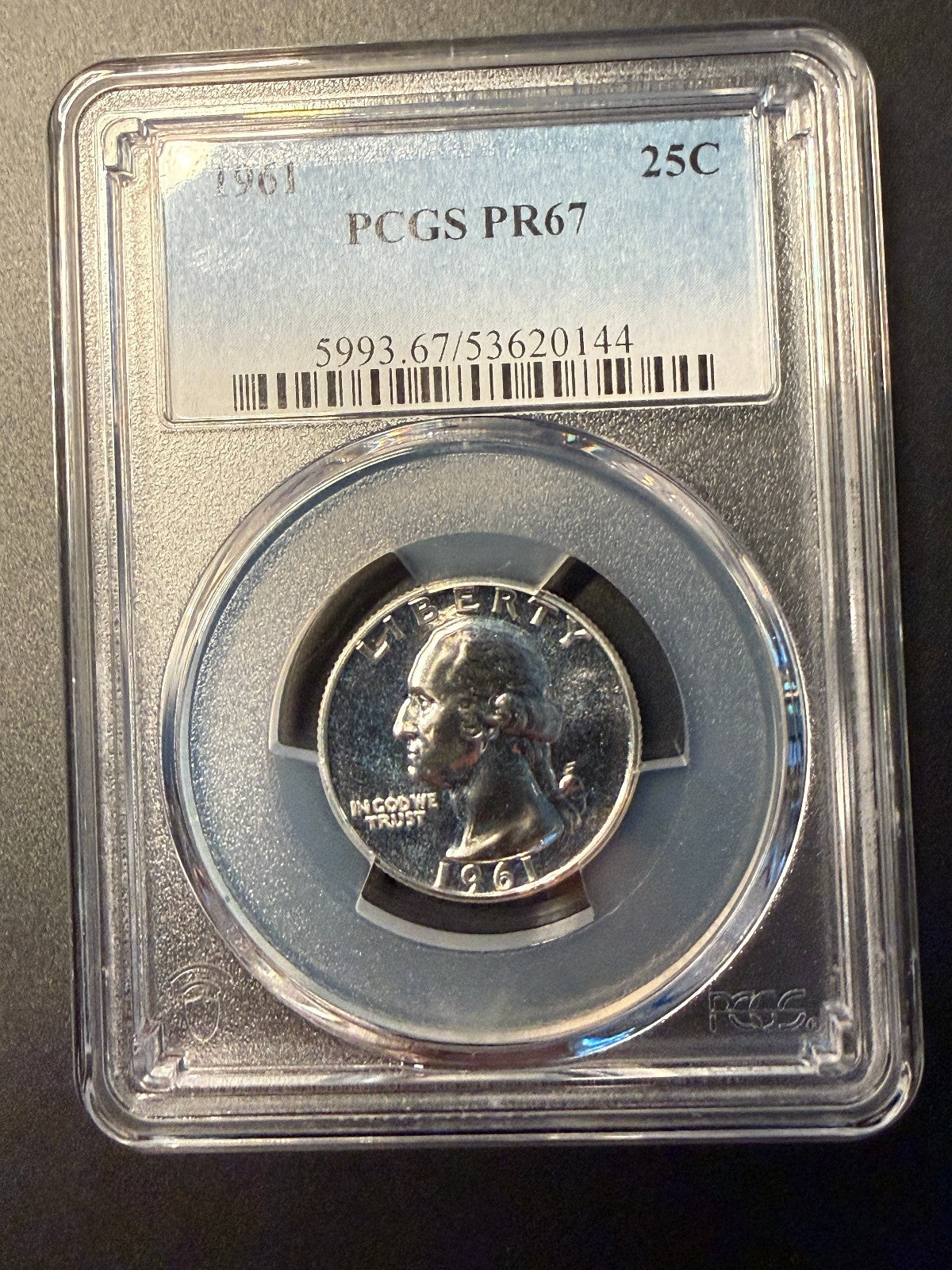 1961 Washington Silver Quarter PCGS PR67 Proof Deep Mirror 25C Certified