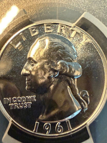1961 Washington Silver Quarter PCGS PR67 Proof Deep Mirror 25C Certified