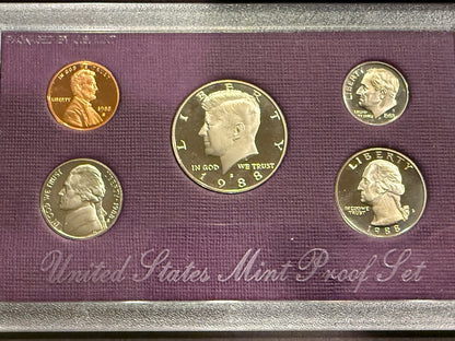1988 US Mint Proof Set 5 Coin Set Original Box COA San Francisco