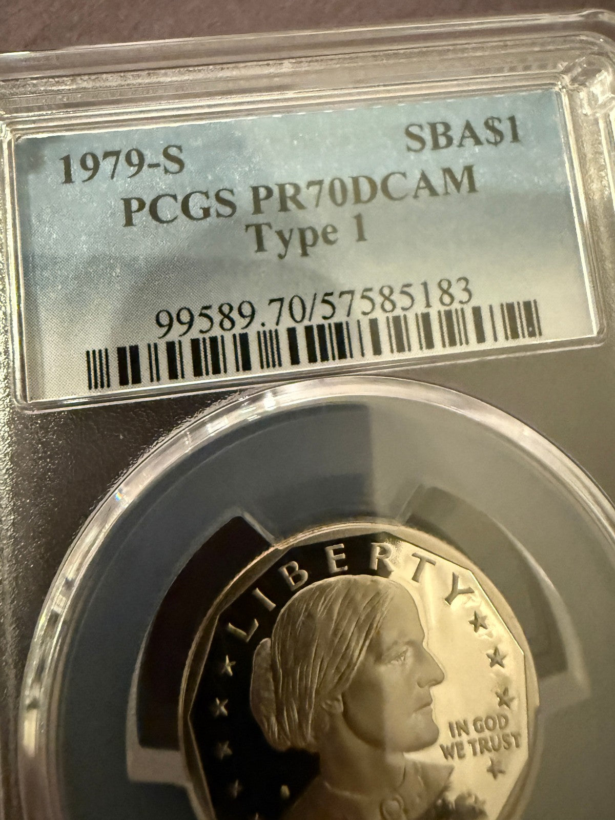 1979-S Susan B Anthony Dollar PCGS PR70DCAM Type 1 Proof Deep Cameo