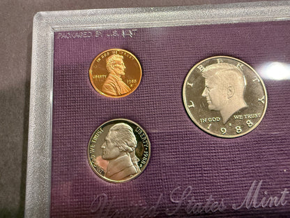 1988 US Mint Proof Set 5 Coin Set Original Box COA San Francisco