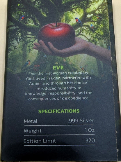 Eve Garden Of Eden 1 Oz .999 Fine Silver Art Bar Limited Edition #320
