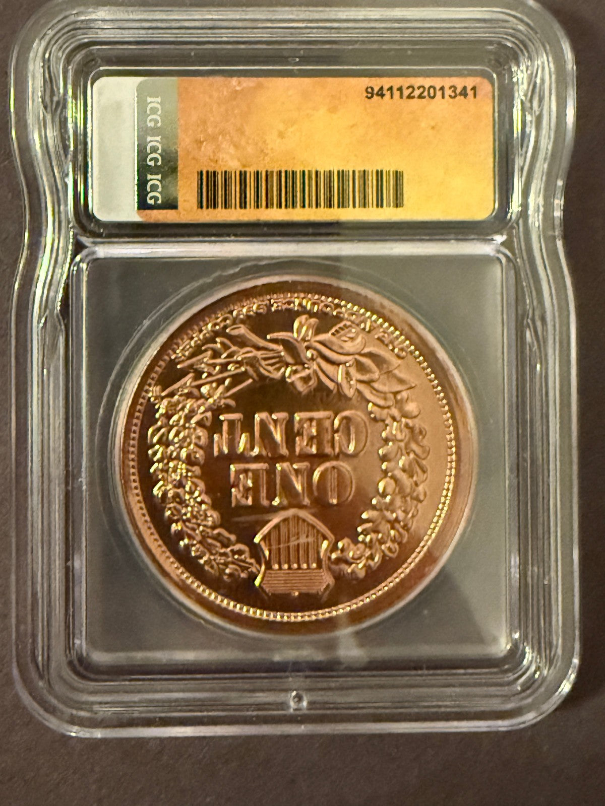 1 oz Copper Round Indian Head Cent Style ICG Brilliant Uncirculated