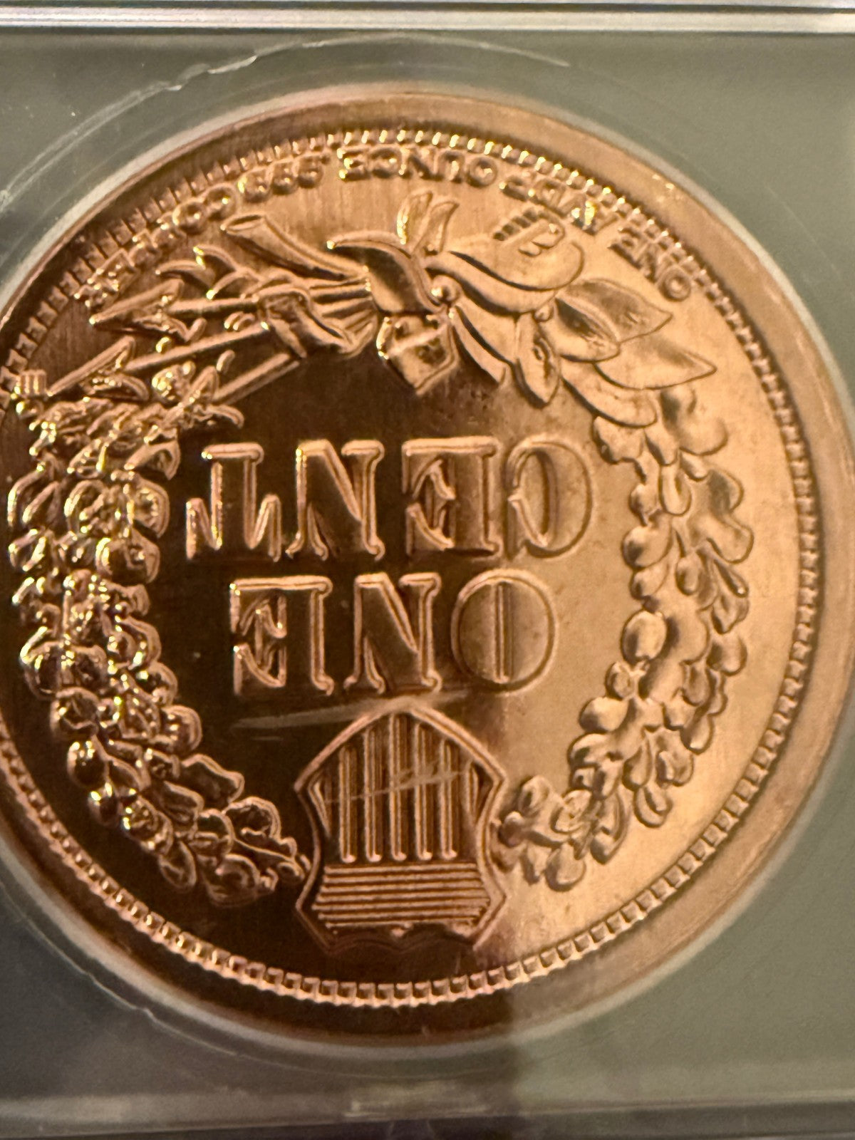 1 oz Copper Round Indian Head Cent Style ICG Brilliant Uncirculated