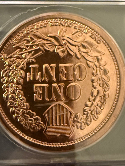 1 oz Copper Round Indian Head Cent Style ICG Brilliant Uncirculated