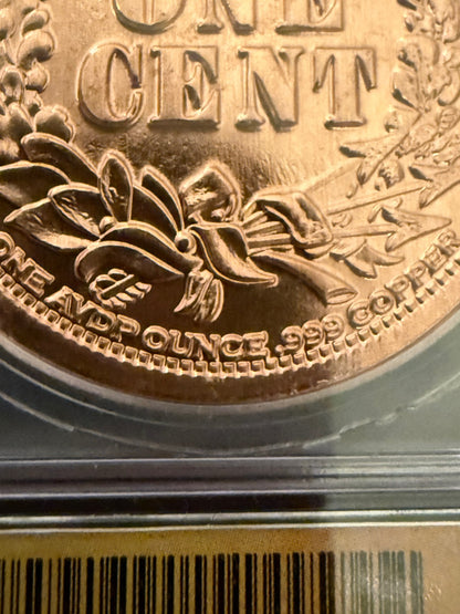 1 oz Copper Round Indian Head Cent Style ICG Brilliant Uncirculated