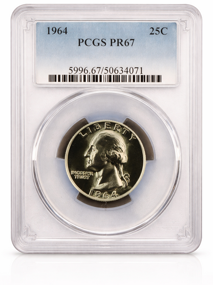 1964 Washington Quarter PCGS PR67 Proof 90% Silver Certified Coin