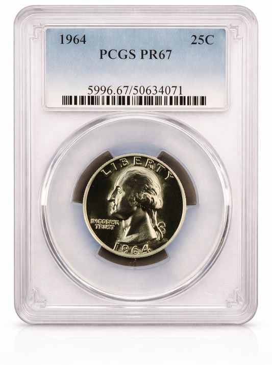 1964 Washington Quarter PCGS PR67 Proof 90% Silver Certified Coin