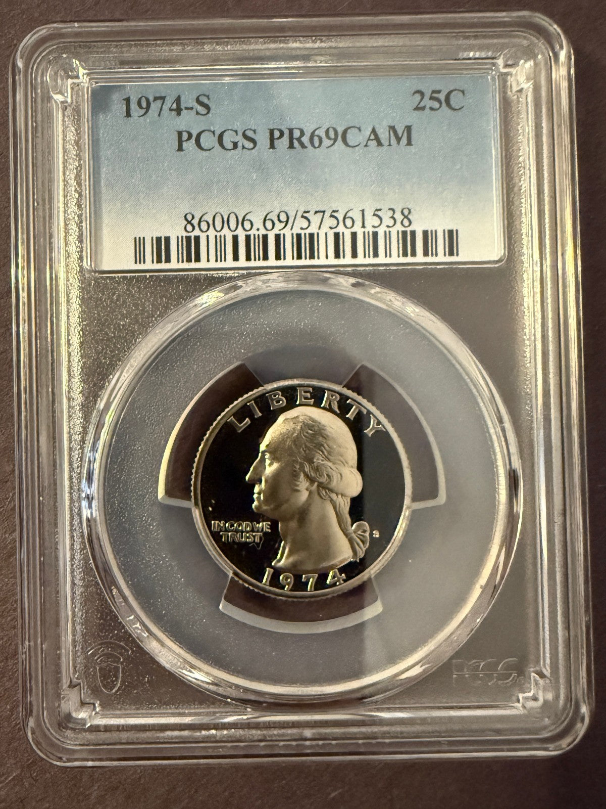 1974-S Washington Quarter PCGS PR69CAM Proof Deep Cameo Clad 25C