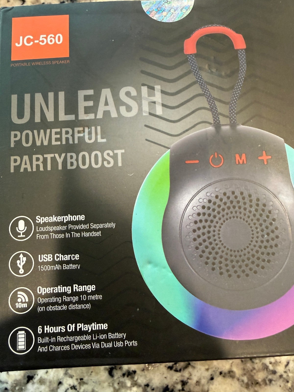 JC-560 Bluetooth Speaker V5.3 Waterproof LED Portable Wireless Bass