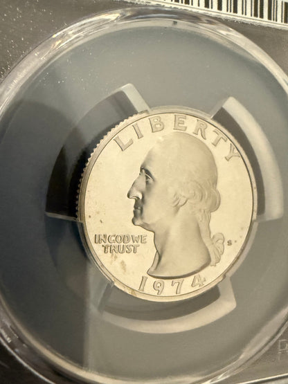1974-S Washington Quarter PCGS PR69CAM Proof Deep Cameo Clad 25C