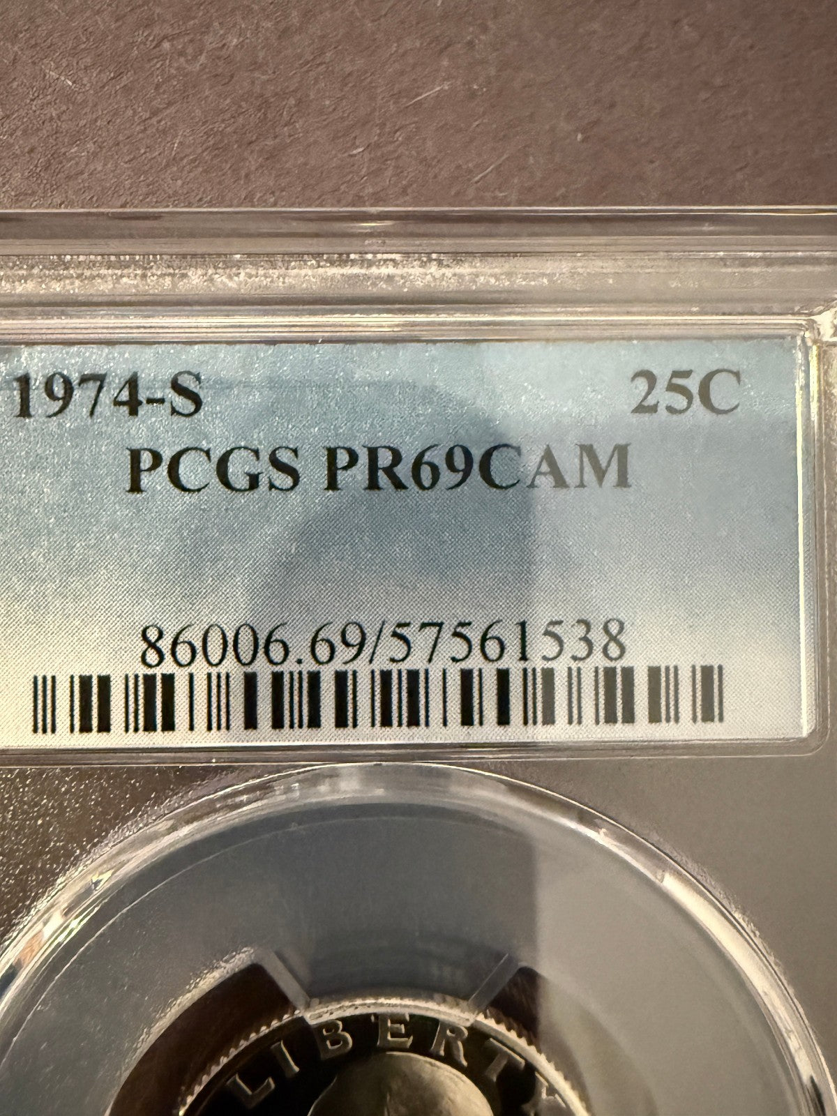 1974-S Washington Quarter PCGS PR69CAM Proof Deep Cameo Clad 25C