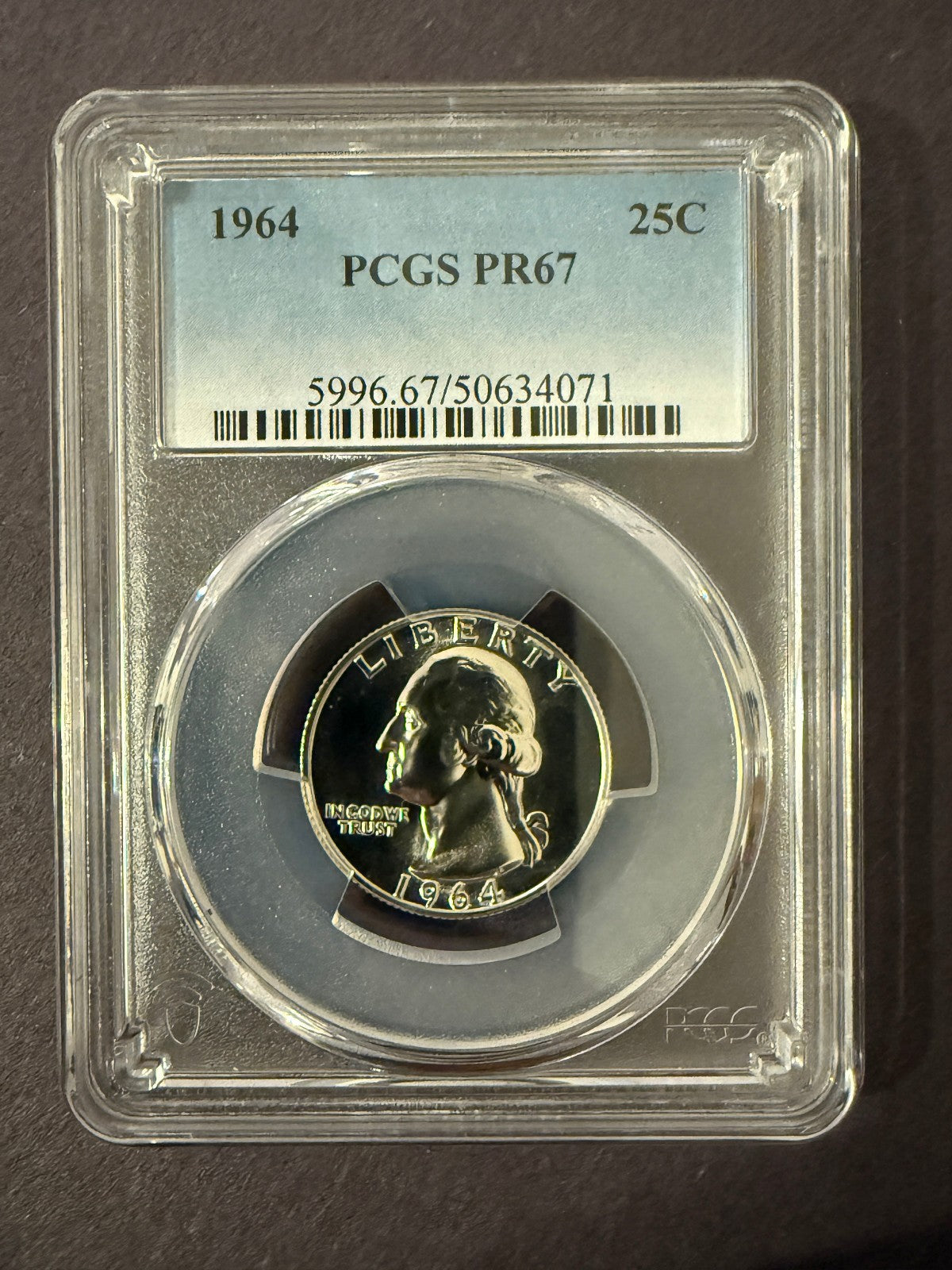 1964 Washington Quarter PCGS PR67 Proof 90% Silver Certified Coin
