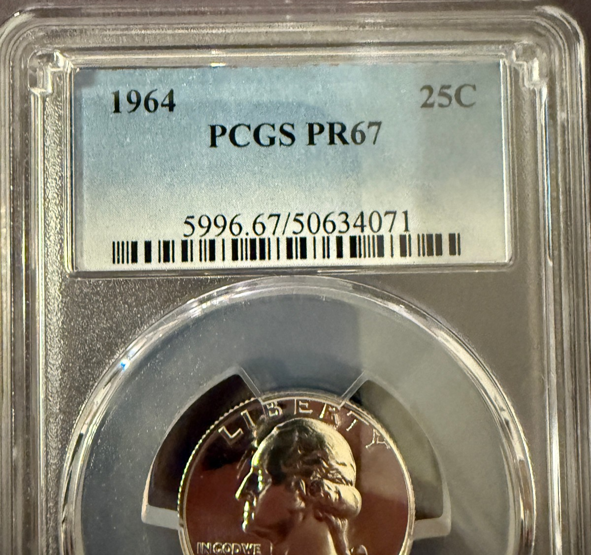 1964 Washington Quarter PCGS PR67 Proof 90% Silver Certified Coin
