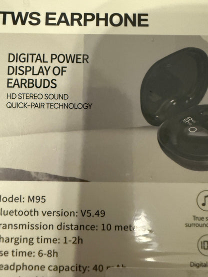 M95 TWS Wireless Bluetooth Earbuds LED Power Display Charging Case Stereo