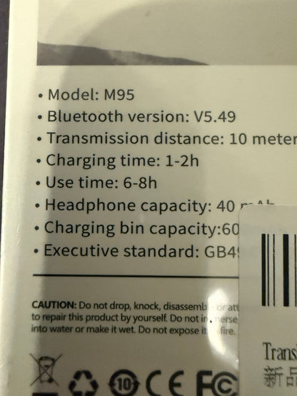 M95 TWS Wireless Bluetooth Earbuds LED Power Display Charging Case Stereo