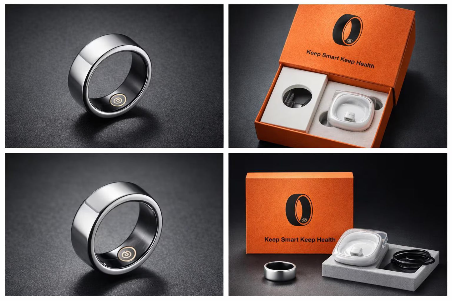 Smart Health Ring Fitness Tracker Silver Size 11 Sleep Heart Rate Monitor