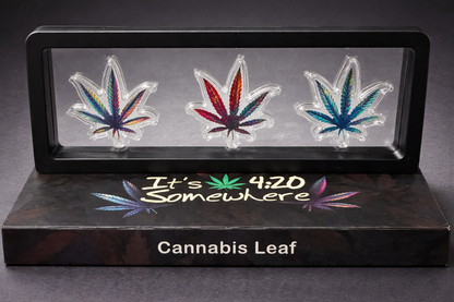 420 Silver Cannabis Leaf Acrylic Display Set Captain’s Somewhere Art Piece