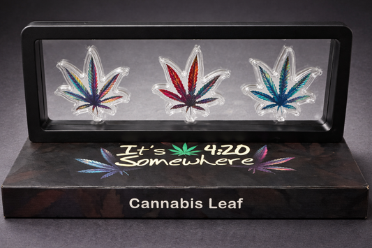420 Silver Cannabis Leaf Acrylic Display Set Captain’s Somewhere Art Piece