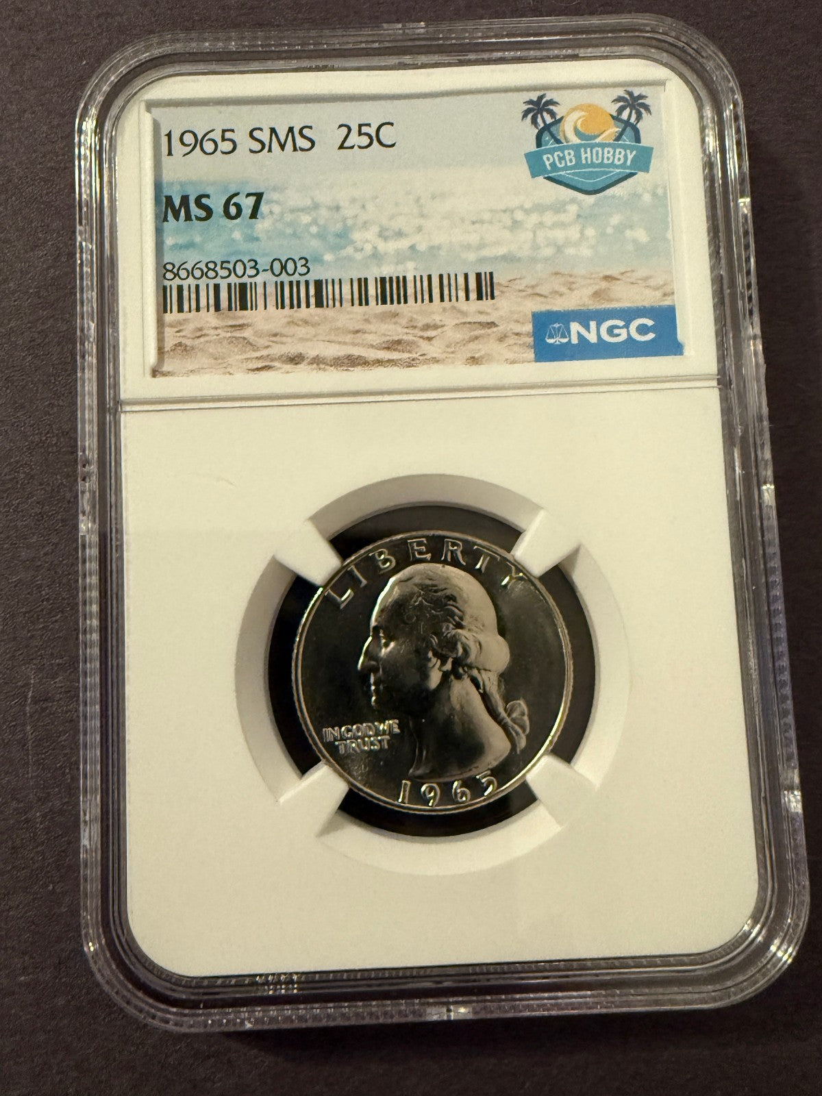 1965 SMS Washington Quarter MS67 NGC Certified Special Mint Set 25C Gem
