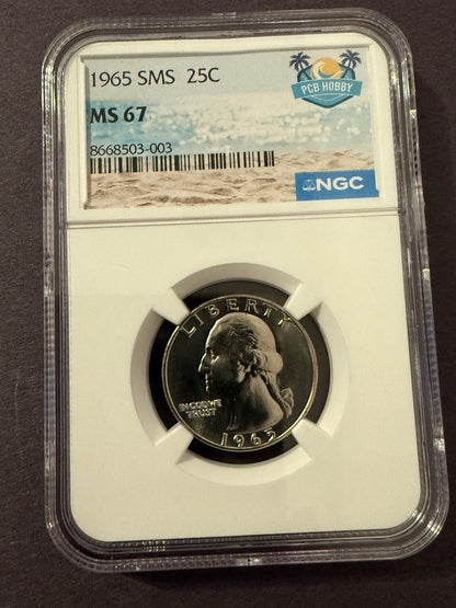 1965 SMS Washington Quarter MS67 NGC Certified Special Mint Set 25C Gem