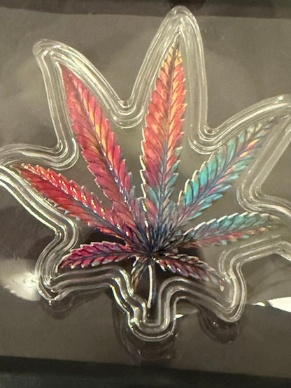 420 Silver Cannabis Leaf Acrylic Display Set Captain’s Somewhere Art Piece