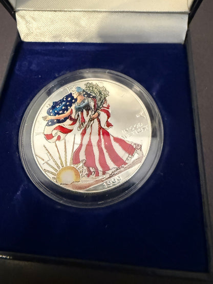 1999 Colorized American Silver Eagle Walking Liberty Dollar Proof Style Coin