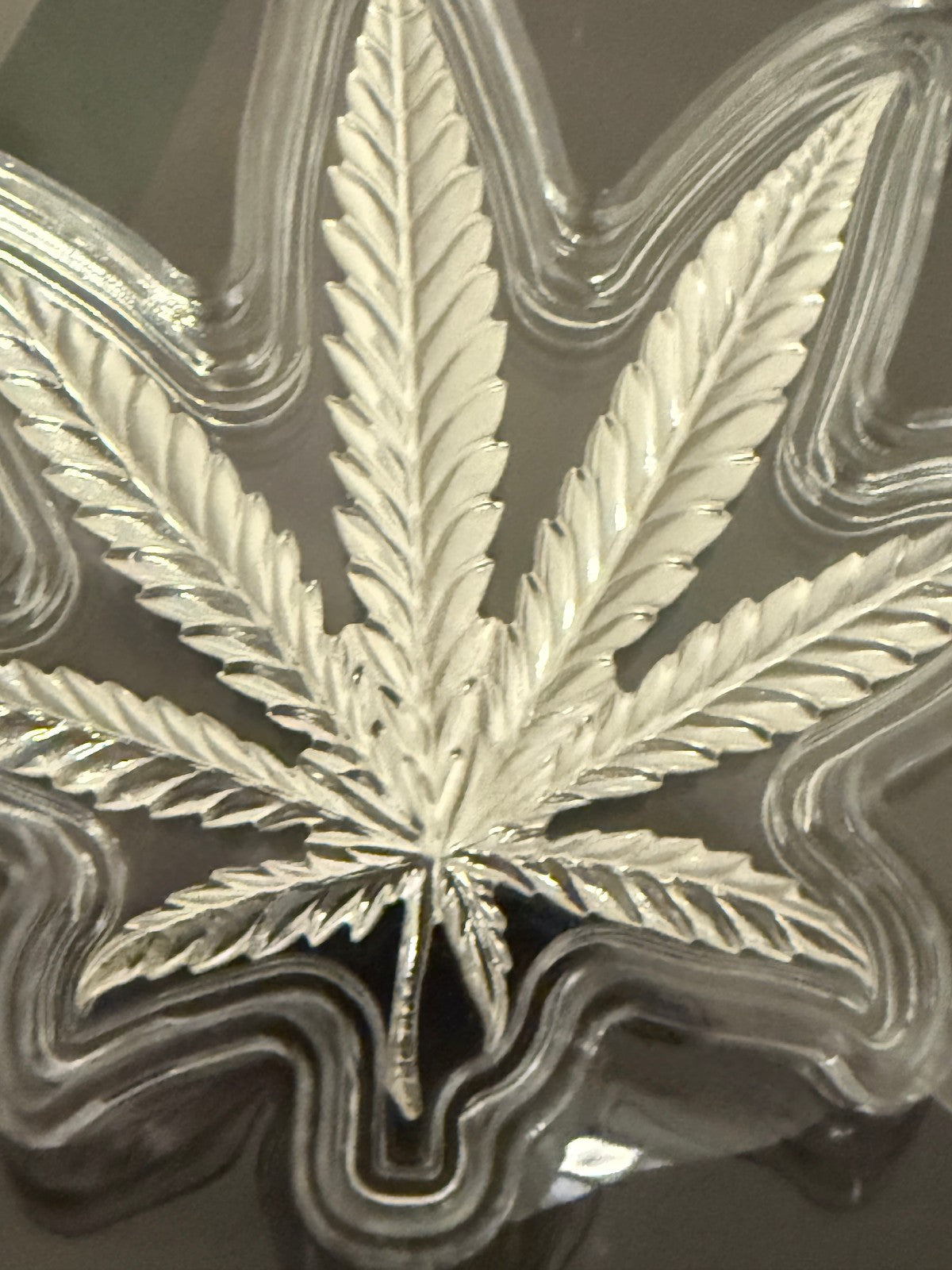 420 Silver Cannabis Leaf Acrylic Display Set Captain’s Somewhere Art Piece